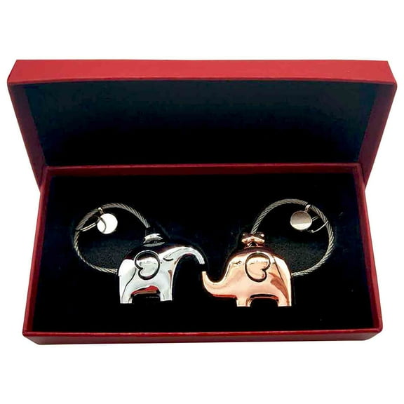 JeashCHAT Cute Elephant Couples Keychains for Women Men Personalized Keyring Romantic Valentine Gift Birthday Christmas Gift 2 Pcs