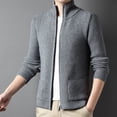 thumbnail image 2 of Mrmaere Men's Knit Jacket Full-Zip Stand Collar Soft Warm Outerwear for Daily & Casual Gray M, 2 of 8