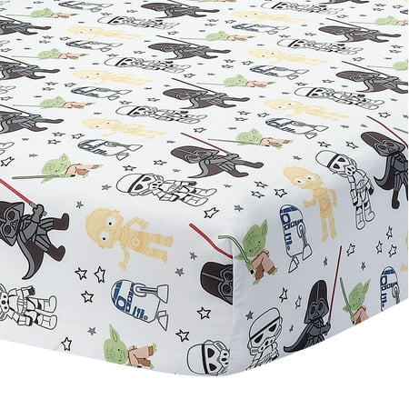 Lambs & Ivy Star Wars Classic Fitted Crib/Toddler Sheet - Yoda/Darth Vader