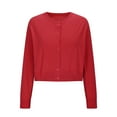 thumbnail image 6 of FDGIU Cardigan Sweaters for Women Trendy Cardigans Women's Solid Color Round Neck Knitted Sweater Button Up Cardigan Top, 6 of 7