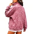 thumbnail image 4 of Lumtrix Mock Neck Hoodie For Women Cheetah Print Oversized Fleece Hoodies Pullover Hoodies Fall Casual Sweatshirts With Pockets Hot Pink M, 4 of 5