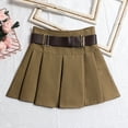 thumbnail image 2 of Riforla Skirts for Women Belt Pleated High Waist A Line Umbrella Short Half Skirt Mini Skirts Khaki L, 2 of 6