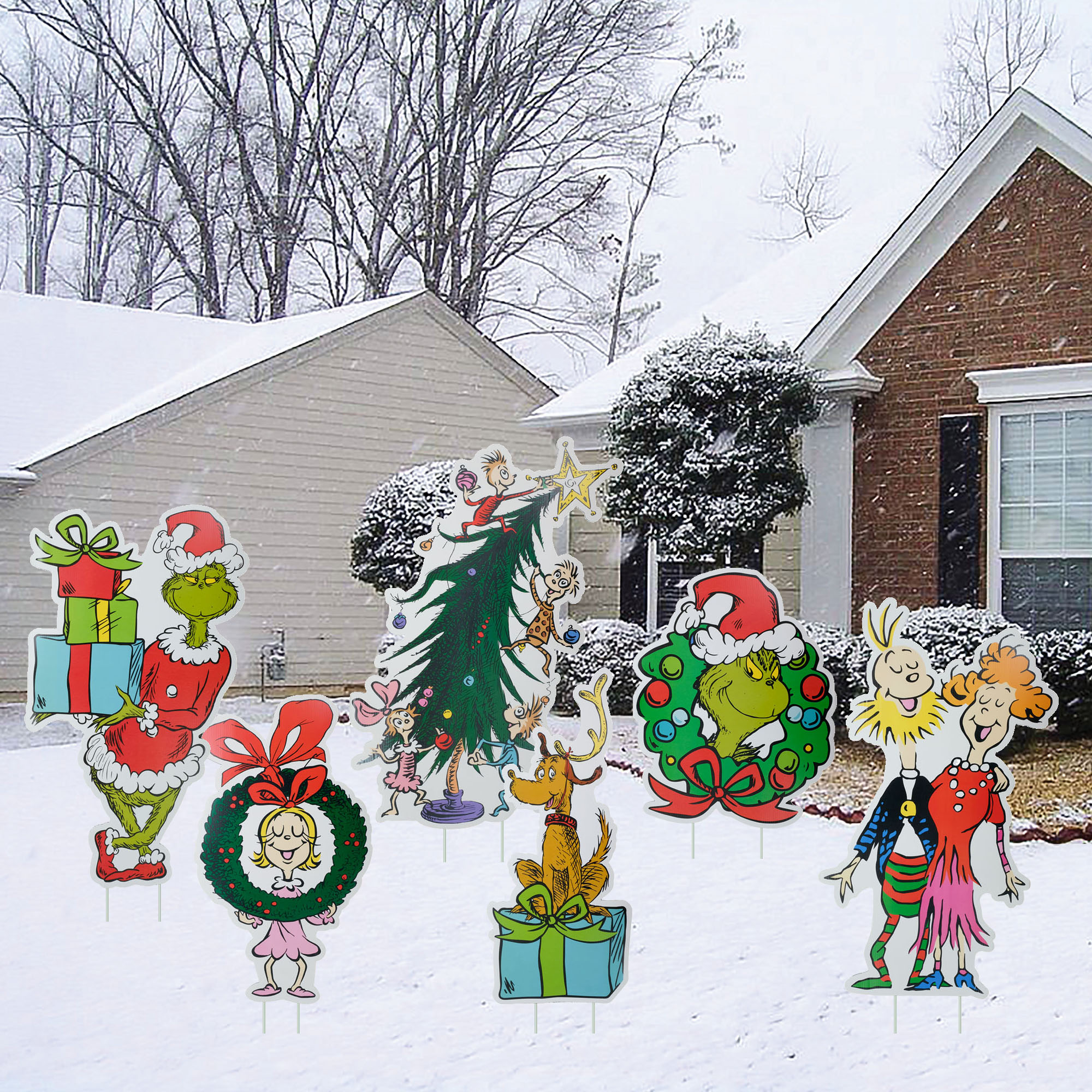The Grinch Corrugated PVC Christmas Yard Stakes, 6 pc, by Ruz