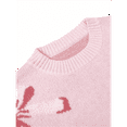 thumbnail image 4 of Womens Oversized Cute Bow- Tie Sweater Spring Cozy Chunky Ribbed Knit Crewneck Long Sleeve Pullover Tops Pink XL, 4 of 9