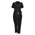 thumbnail image 5 of GILIGEGE Two Piece Sets for Women Summer Cotton Pajamas for Women Set Button Down Cotton Pants with Pockets 2 Piece Notch Collar Sets Sleepwear Set Summer Soft Casual Lounge Sets Black Xl, 5 of 9