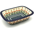 thumbnail image 1 of Polish Pottery Baker - Rectangular with Grip Lip - Peach Spring Daisy, 1 of 4