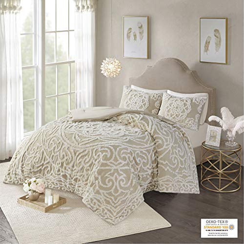 Madison Park Laetitia Comforter Set Bohemian Tufted 100% Cotton Chenille,  Large Medallion, Shabby Chic Cozy All Season Down Alternative Bed Set with  