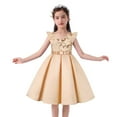 thumbnail image 2 of Rohuuque Elegant Girls Dress Satin Sleeveless Floral Embriodery Party Gowns 3-4 Years Beige, 2 of 9