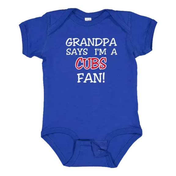 My Dad Grandpa Says I Am A Cubs Fan Baby Bodysuit Cute Baby Onesie, BABY BODYSUIT LAT 4424