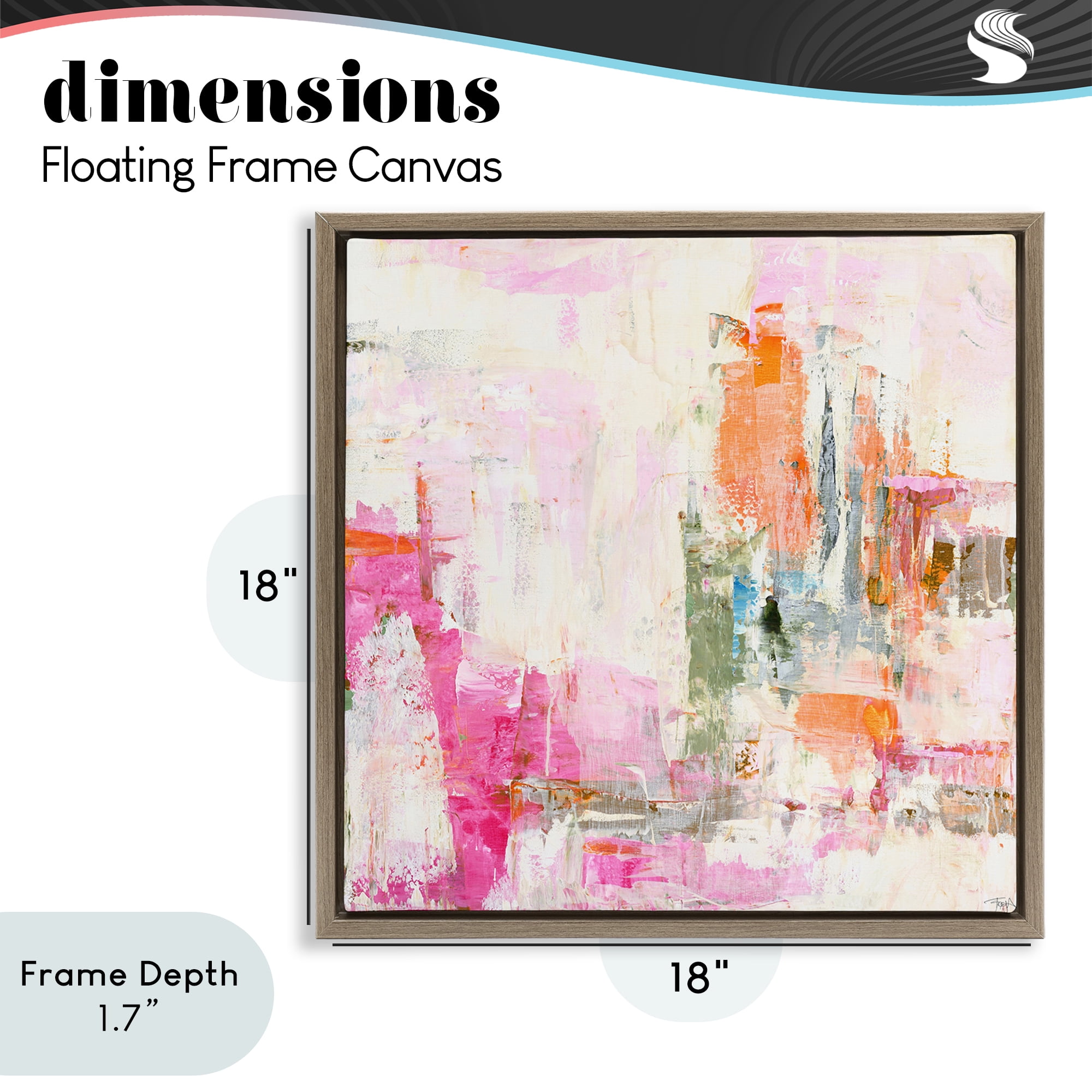 Stupell Industries New Age Pink Abstract Brown Framed Floater Canvas Wall Art, design by Design Fabrikken