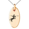 thumbnail image 1 of Stainless Steel Greek Mythology Centaur Engraved Small Oval Charm Pendant Necklace, 1 of 1