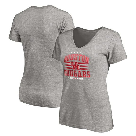 Women's Heathered Gray Houston Cougars Americana V-Neck T-Shirt