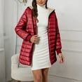 thumbnail image 2 of Breezora Women's Long Loose Fit Down Alternative Jacket Quilted Cotton Blend Hooded Warm Winter Coat Outerwear XXXXL Size Wine, 2 of 5