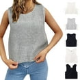 thumbnail image 2 of Women Knitted Vest Round Neck Sleeveless Crop Tank Bow Tie Decor Hollow Back Solid Color Short Sweater Vest, 2 of 8