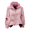 thumbnail image 3 of Women's Valentine Heart Shirt Long Sleeve Button Up Lapel Collared Valentines Blouse Dressy Outfits, 3 of 5