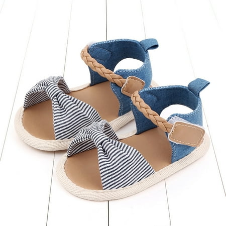 

〖Jisuan〗Baby Sandals Baby Beach Prewalker Girls Boys Sandals Bow Children Striped Toddler Shoes Baby Shoes