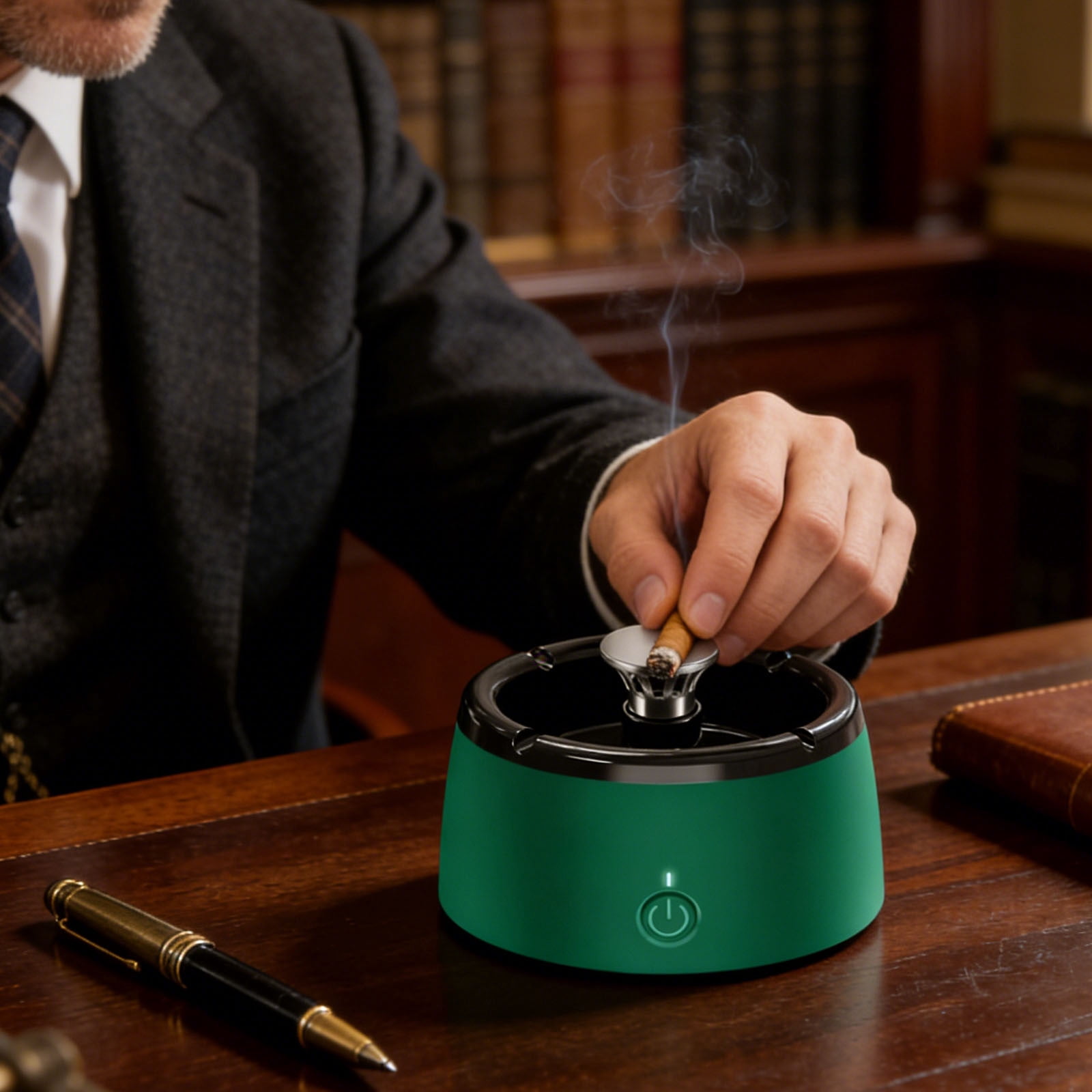Smart Ashtray with Negative Ion Air Purifier, Portable Desktop Smoke Cleaner, Removes Secondhand Smoke and Odors, Quiet Energy Saving, Ideal for Home Office Bedroom Living Room B
