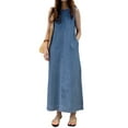 thumbnail image 3 of VONDA Womens Cowboy Dresses Fashion Summer Loose Long Maxi Pleated Dress, 3 of 10