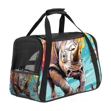 Rhino Premium Pet Carrier Bag - 900D Oxford Cloth  Sherpa Base  Nylon Webbing | Size: 17x10x11.8 in | Durable and Stylish Dog Travel Tote