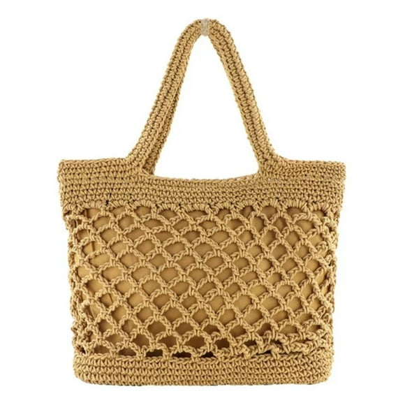 ZTTD Women'S Summer Leisure Hollowed Out Woven Belt With Beach Bag Inside Carrying Bag