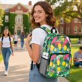 thumbnail image 3 of ZIATUBLES Clear Backpack Heavy Duty 17 Inch, Tropical Pineapple Hibiscus Print Fabric & PVC Transparent Bookbag With Front & Side Pockets, Sturdy See Through Backpack for School Security, 3 of 7
