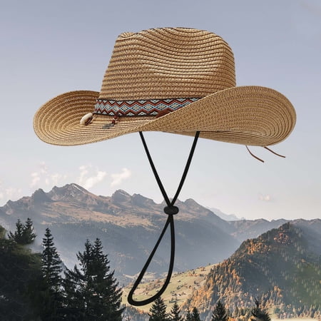 HAIJIE travel hat Summer Sun Hat Trend Fashion Casual Style Outdoor Shade Beach Cowboy Hat Sun Hat Hiking Hat Men Womens Roll up Beach Hat Hats Beach Women Mens Breathable Hat Beach Hat Man Garden Ha