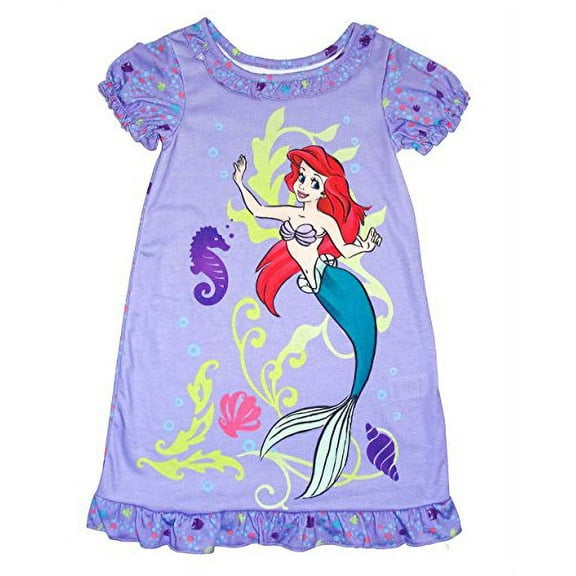 Disney The Little Mermaid Ariel, Seahorse Girl's Nightgown, Nightshirt, Size 2/3