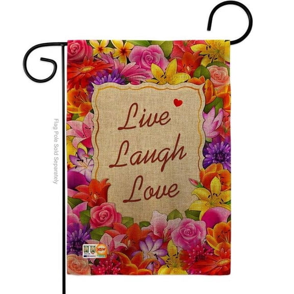 Breeze Decor BD-SH-G-100055-IP-DB-D-US13-BD 13 x 18.5 in. Welcome Live-Laugh-Love Burlap Inspirational Sweet Home Impressions Decorative Vertical Double Sided Garden Flag
