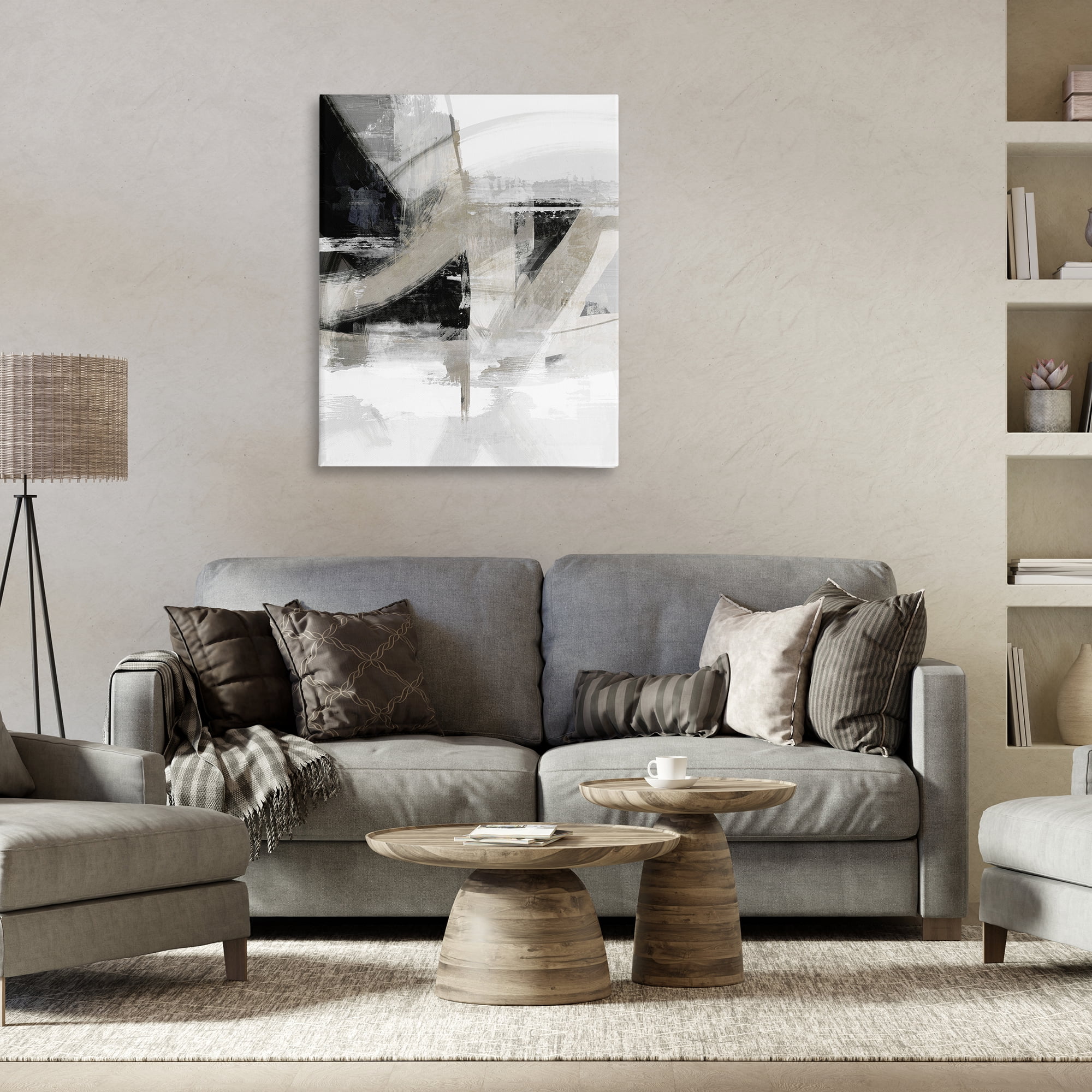 Stupell Industries Neutral Urban Complex Abstract Painting Gallery Wrapped Canvas Art Print Wall Art, 30 x 40