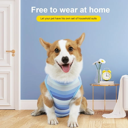 Flmtop Dog Weaning Suit Stripes Pattern Wound Recovery Elastic Pet Surgery Recovery Suit Pet Supplies Blue Walmart