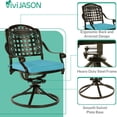 thumbnail image 7 of VIVIJASON 9-Piece Outdoor Patio Furniture Dining Set, All-Weather Cast Aluminum Conversation Set, Include 8 Swivel Dining Chairs and an Oval Table with Umbrella Hole, Ocean Blue Cushion, 7 of 7