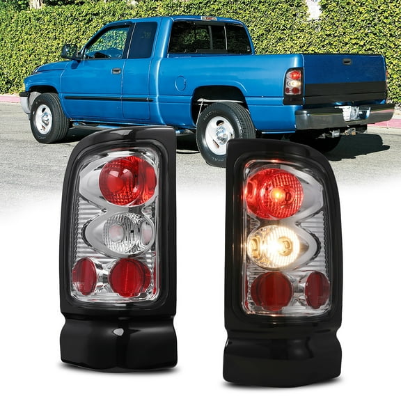 Tail Lights For 1994-2001 Dodge Ram 1500 Pickup & 1994-2002 Dodge Ram 2500/3500 & 1995-2002 Dodae Ram 4000(Not fit for Cab & chassis models)Rear Lamps Chrome/Clear Lens