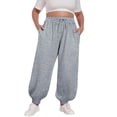 thumbnail image 2 of Gray Sweatpants Women Plus Size Pants Daily Elastic Waist Pockets Sport Casual Solid Pants Loose Long Sweatpants Trousers Fashion Clothing, 2 of 6