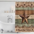 thumbnail image 4 of Country Stars Bathroom Shower Curtains with Hooks, Vintage Wood Striped Bless Our Home Farm Waterproof Fabric Washable Shower Curtain for Home Hotel Bathtub Decor 72x72 Inch, 4 of 9
