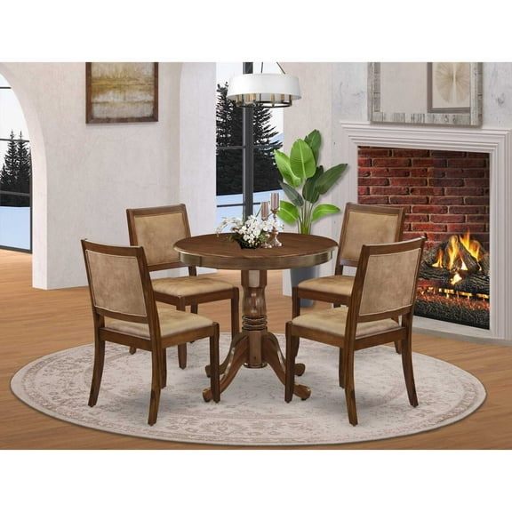 East West Furniture Antique 5-Piece Modern Dining Set in Walnut Finish