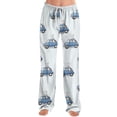 thumbnail image 4 of Easter Pajamas Women Stretch Waist Drawstring Lounge Pjs Funny Bunny Print Soft Wide Leg Pants (Cyan,M), 4 of 6