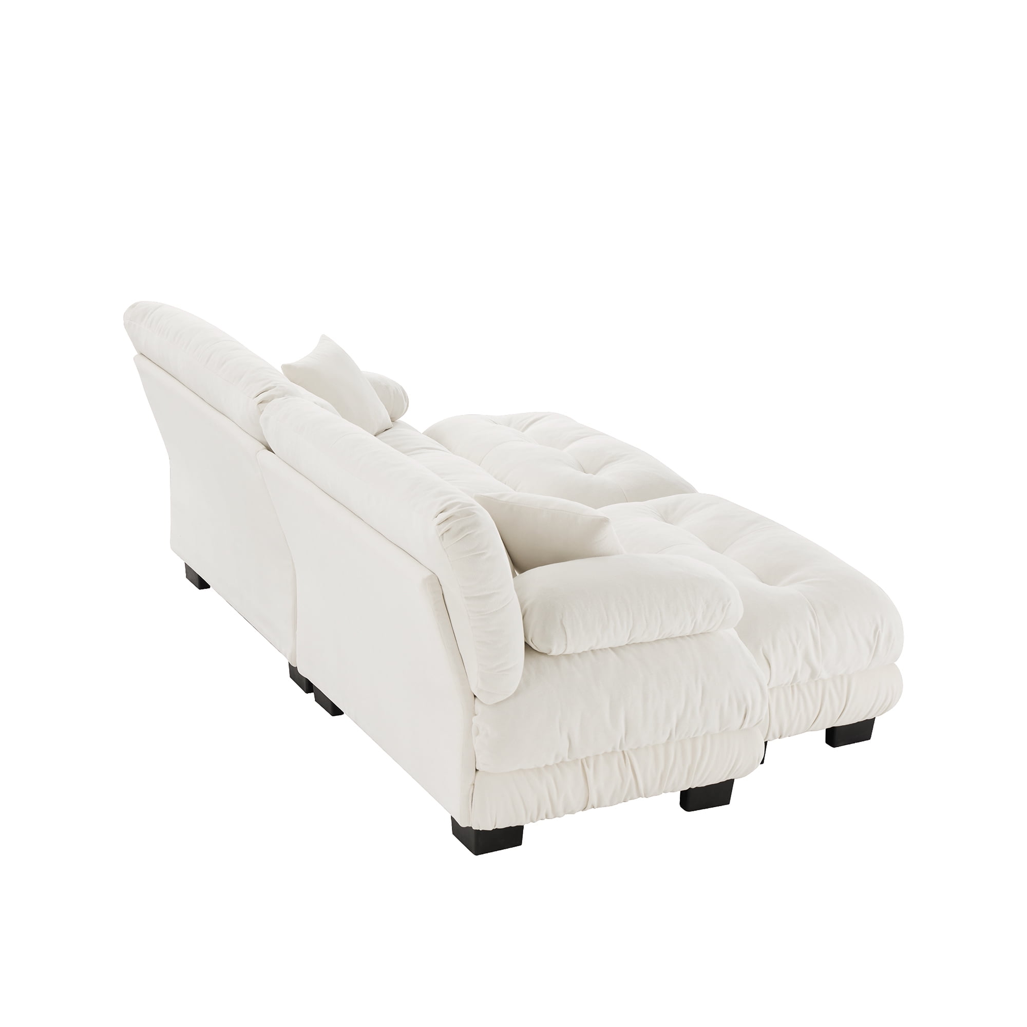 KYLE & KAY 94"Loveseat Sofa, Chenille 2 Seater Cloud Couch with 4 Soft Pillows, Upholstered Deep Seat Sleeper Sofa with 2 Ottomans for Living Room, Apartment, Office, White