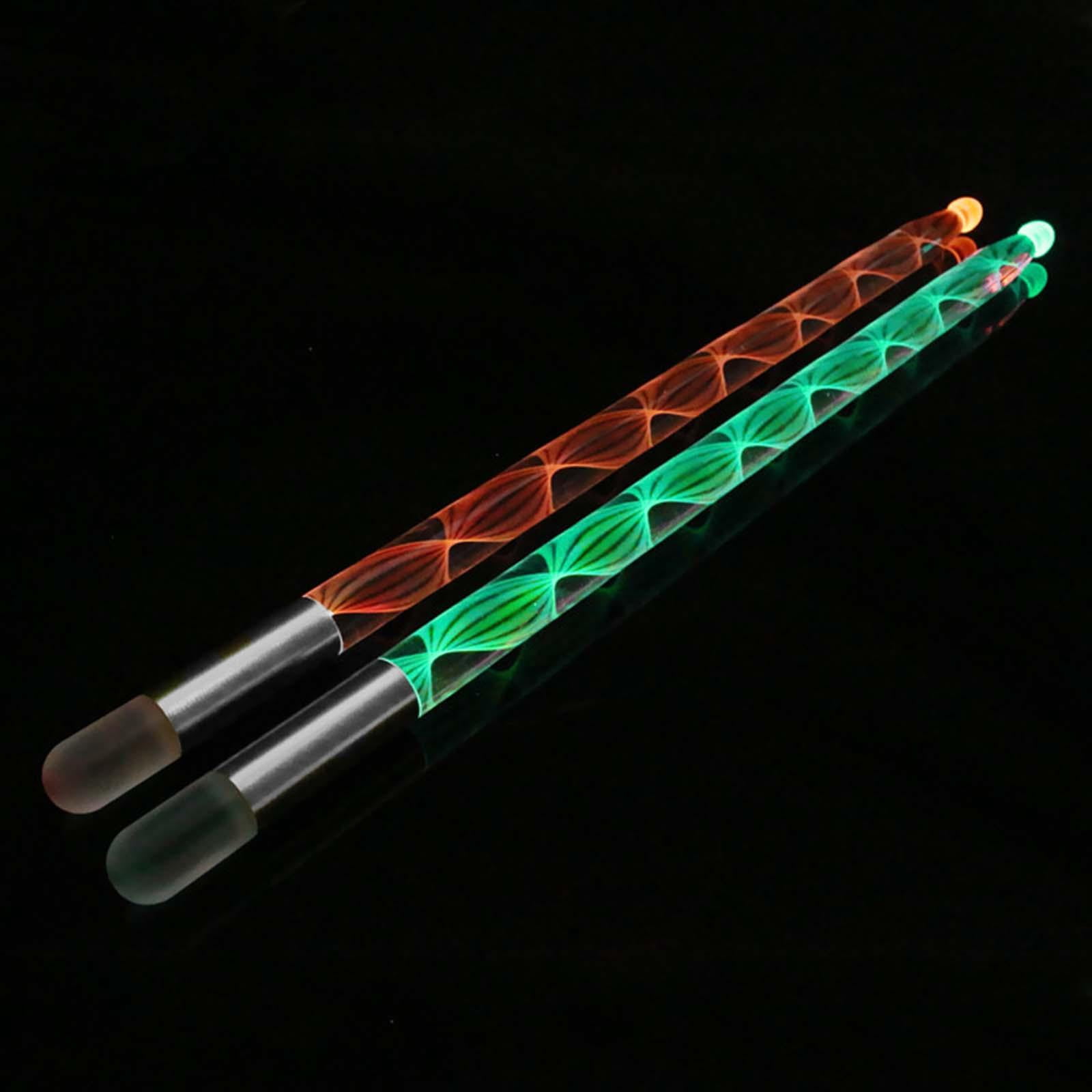 LeeQinersw 2Pcs Light up Drum Sticks 13 Color Changing Anti Drumsticks Portable Glow in The Silver