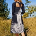 thumbnail image 3 of Enlighten Robe Évasée Col Carré Robe Élégante Mode Féminine Imprimée Livre Surréaliste Clair, 3 of 5