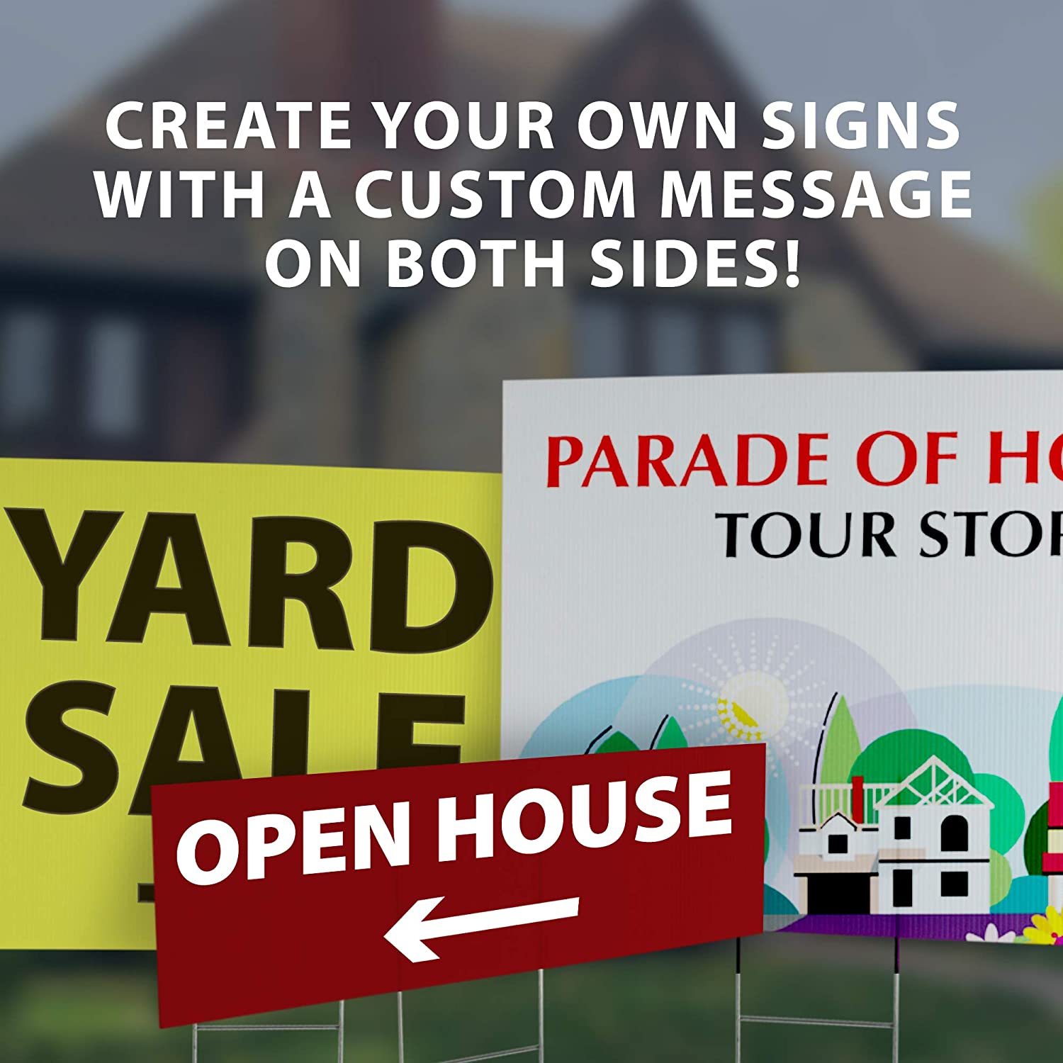 Flaggo - Blank Yard Sign and H-Frame Ground Stake Sign Holder Set, White, 18 x 24 Inches, 3-Pack (5500)