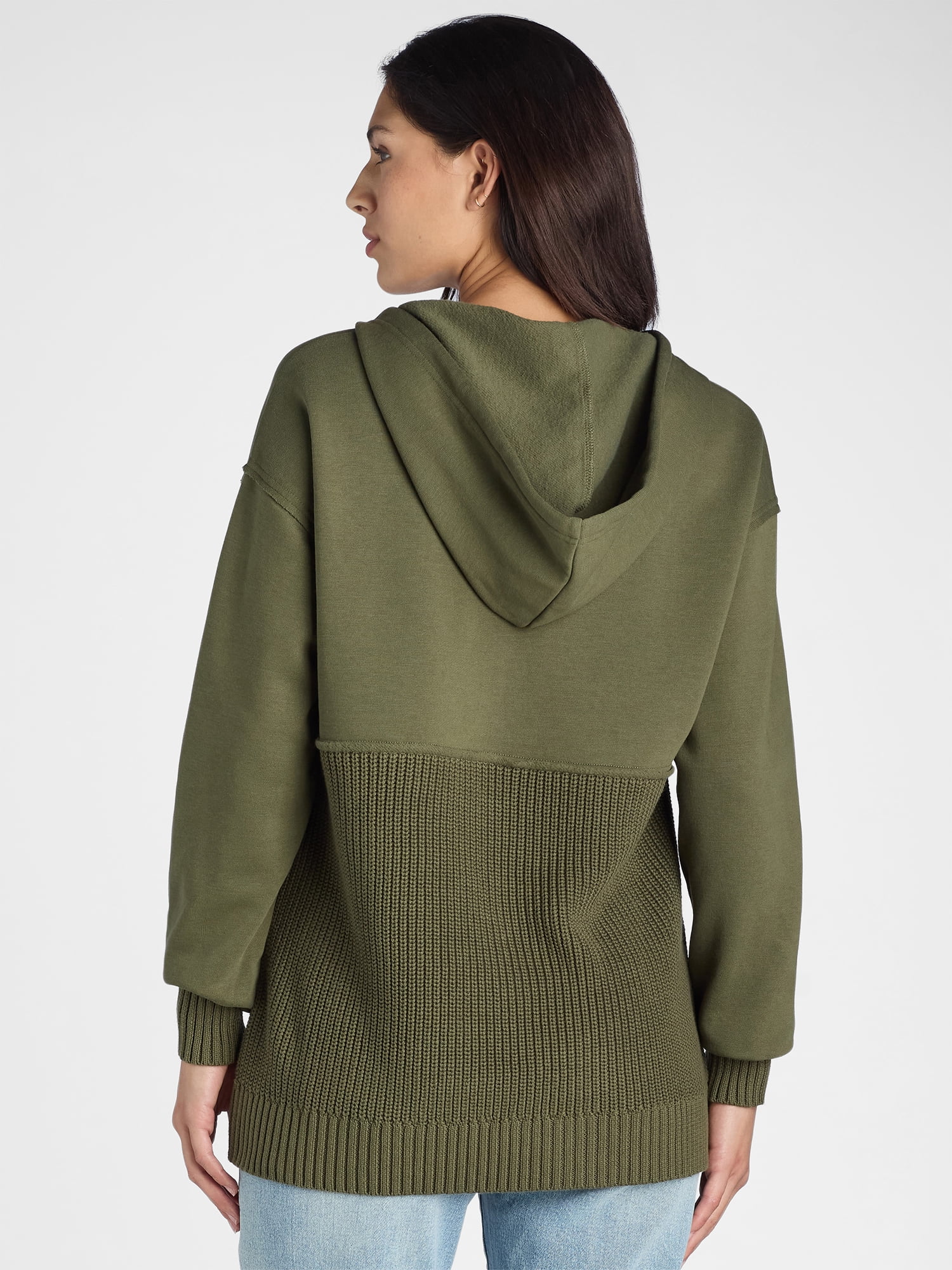 Time And Tru Women's Mixed Media Hoodie, Sizes S-XXXL