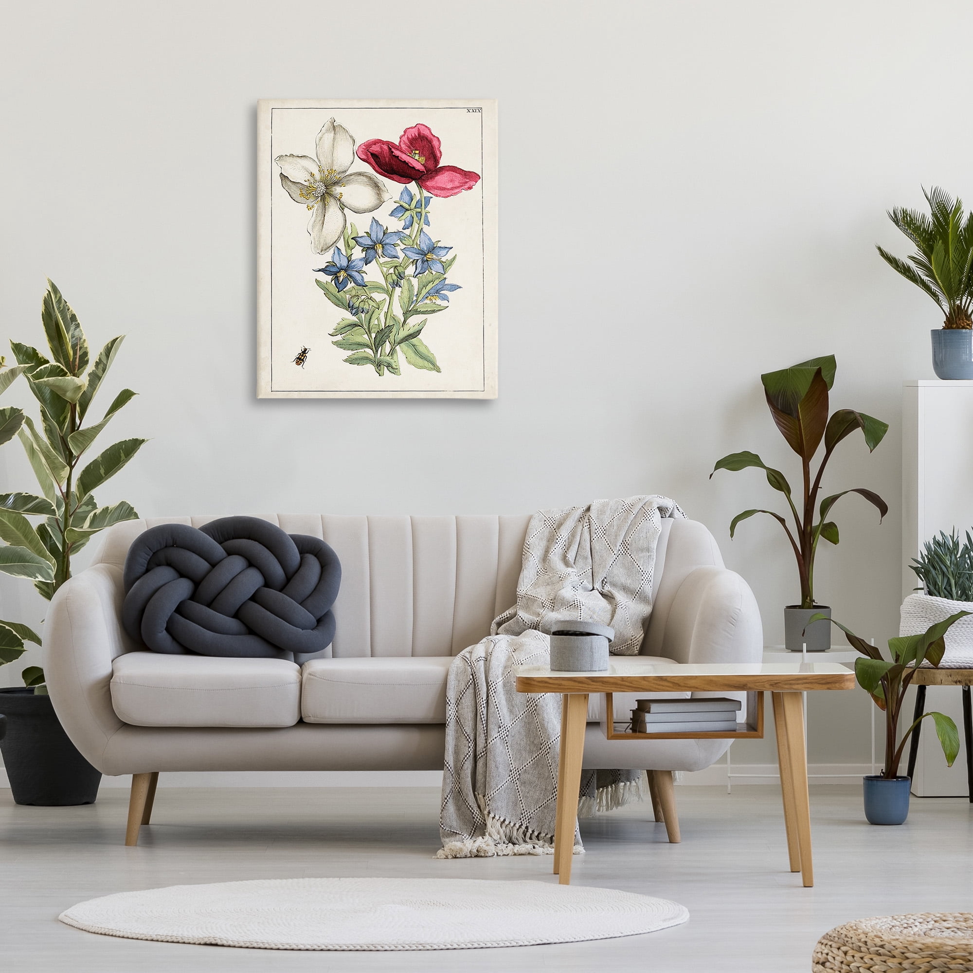 Stupell Industries Vintage Beetle & Flowers Botanical & Floral Painting Gallery Wrapped Canvas Art Print Wall Art, 30 x 40