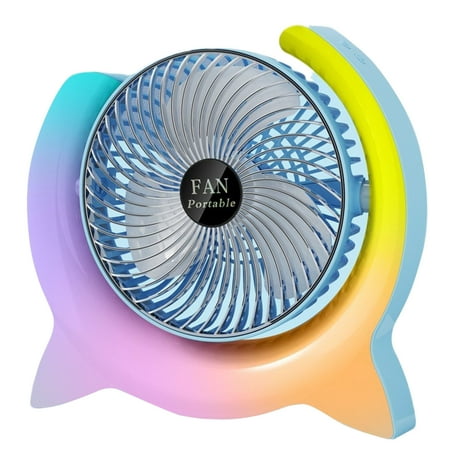 

Colourful Running Light Electric Fan Net Red Usb Rechargeable Fan Dormitory Office Colour Running Light Circulation Fan