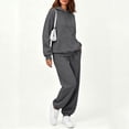thumbnail image 5 of Trgacdwlo Sweatsets Women 2 Piece Outfit Tracksuit Plain Hoodie with Cuffed Jogger Sweatpants Fall Winter Matching Sweat Set Dark Gray M, 5 of 6