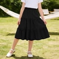 thumbnail image 5 of OGLCCG Girl's Denim Midi Skirt Ruffle Hem Elastic Waisted A Line Faux Jean Skirts Summer Boho Flare Hem Long Skirt 4-15 Years, 5 of 7