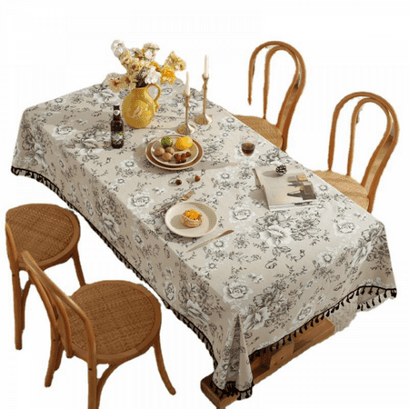 

Tablecloth，Cotton Linen Vintage RectangularTablecloth Floral Pastoral Table Cloth Washable Table Cover for IndoorOutdoor Farmhouse Decor Picnic Tabletop Decoration(70inches)