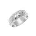 thumbnail image 5 of 14K solid white gold custom made Hawaiian plumeria scroll ring raised letter 6mm size 4.5, 5 of 9
