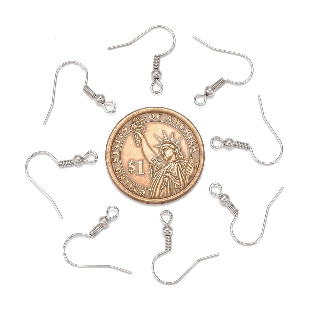 5000 pc Iron Earring Hooks Ear Wire with Horizontal Loop Cadmium Free Nickel Free Lead Free Platinum 17~19x0.8mm Hole: 2mm 22 Gauge Pin: 0.6mm