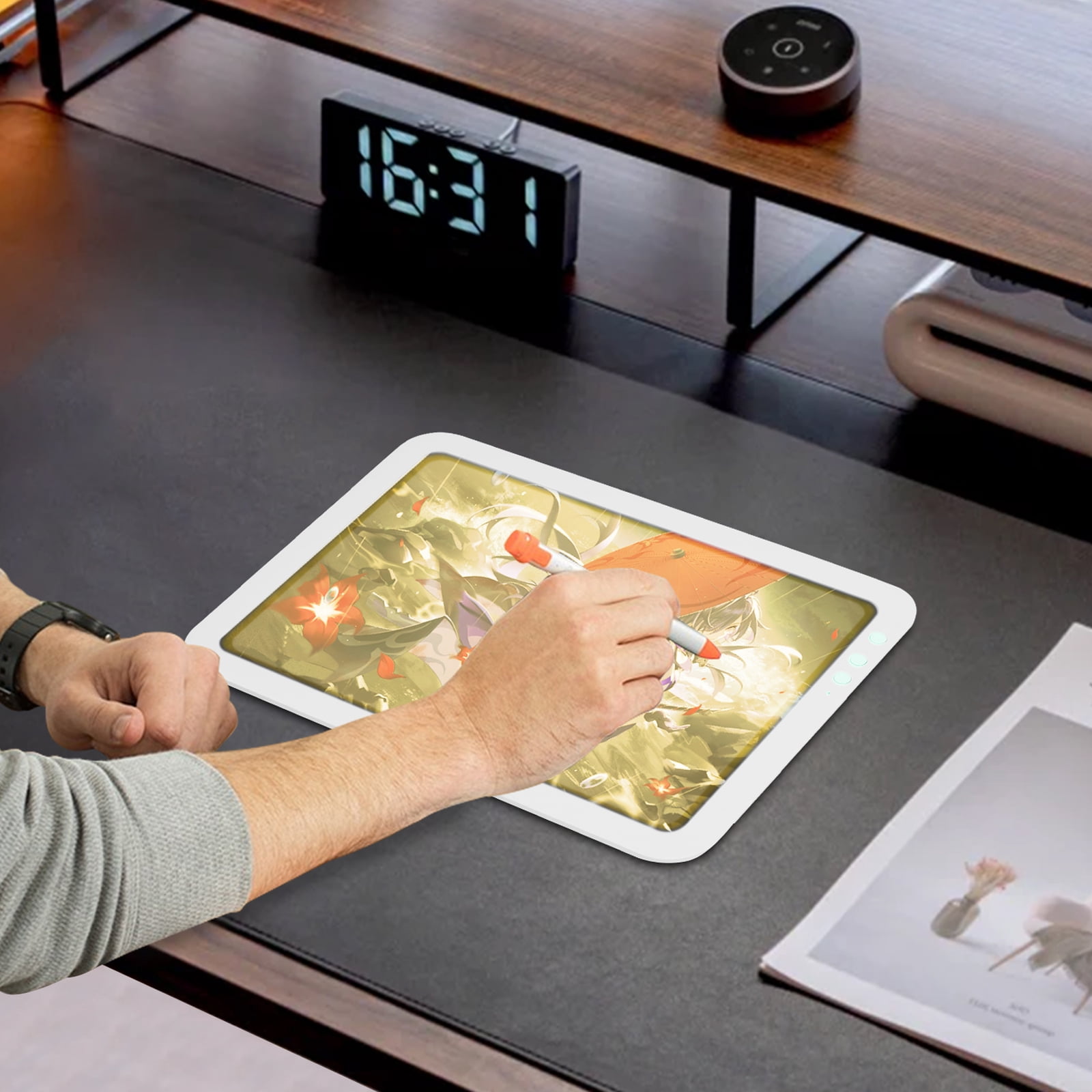 Portable A4 Artcraft LED Bright Light Pad, 3500mah Battery Powered Bright Copy Board Wireless Light Board, Light Pad for Tattoo Drawing, Streaming, Sketching, Animation, Stenciling