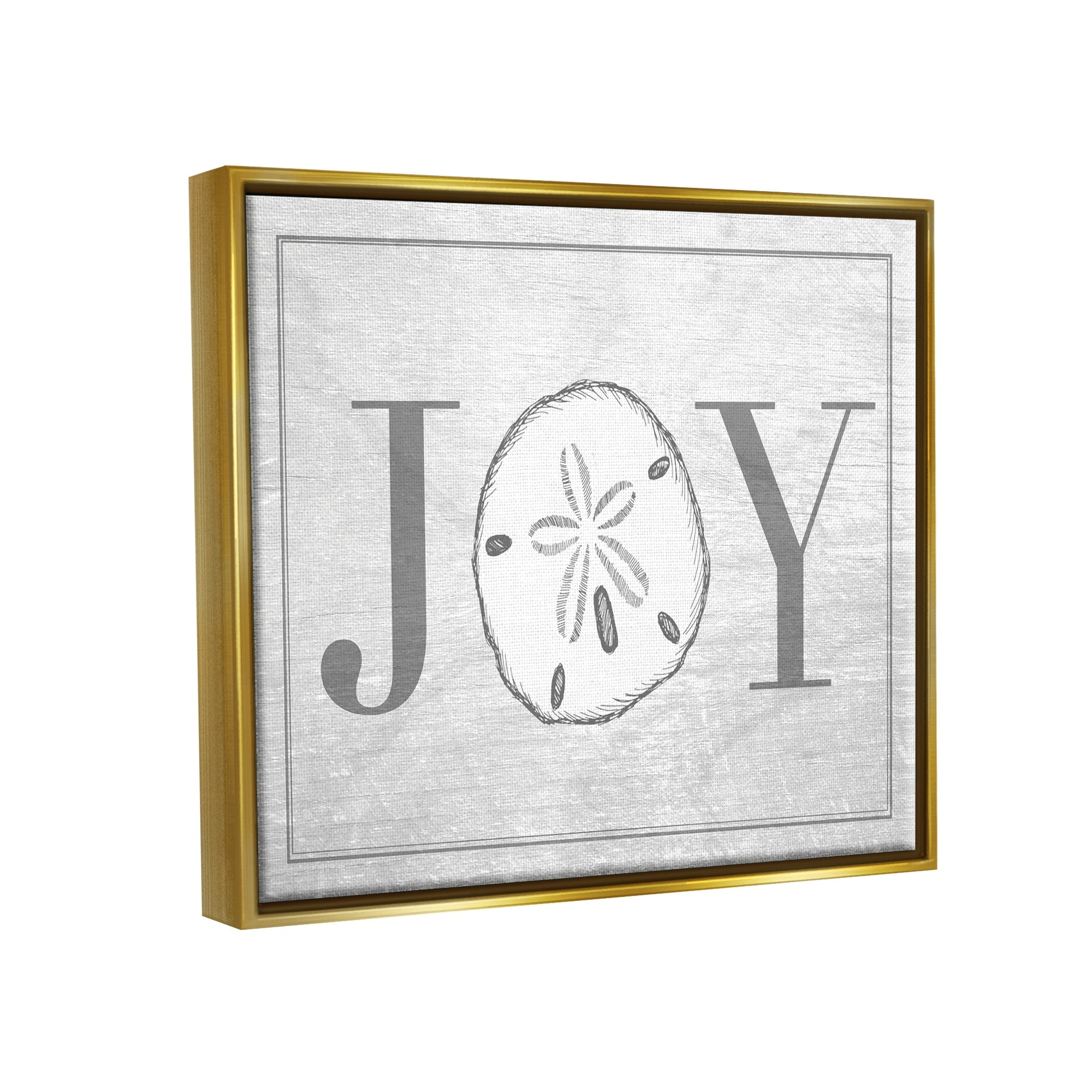 Stupell Industries Joyful Summer Sand Dollar Metallic Gold Framed Floating Canvas Wall Art, 24x30, by Daphne Polselli